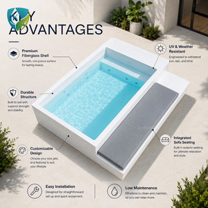 Piscina Spa <span class=keywords><strong>con</strong></span> Sofá Integrado de Acrílico y FRP Personalizada, <span class=keywords><strong>con</strong></span> Ventana Panorámica de Vidrio Templado para Jardín o Resort - Product Image 3
