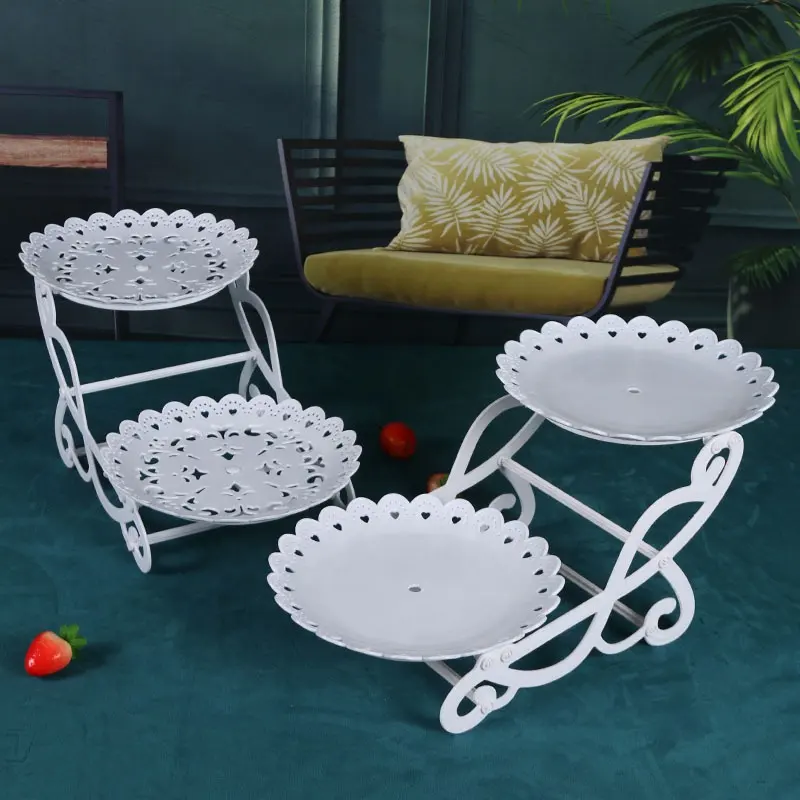 Soportes de doble capa para pastel de boda, soporte de plástico para fruta, Bol, postre