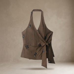 ZATRHMBM Nouvelle Collection Été 2026 – Gilet Chic Décontracté pour Femme avec Paillettes et Nœuds, Col Peter Pan Respirant et Tendance 2026 - Product Image 3