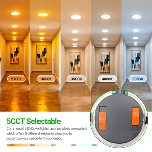 Downlight LED encastré de 4 pouces, 5 températures de couleur et puissance sélectionnables, 9W 15W 18W, dimmable 0-10V, éclairage commercial avec conduit en aluminium - Product Image 4