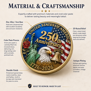 Moneta Commemorativa Personalizzata in Metallo con Stampa, in Lega di Alluminio e Zinco, con Motivo Floreale, in Ottone 3D, Dorata, Incisa, con Significato - Product Image 5