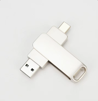 Flash Drive USB 3 in 1 Putar 360 Derajat Berbahan Logam USB2.0/3.0 Kecepatan Tinggi OTG Memory Stick Logo Custom untuk Ponsel Laptop Bisnis Pendrive