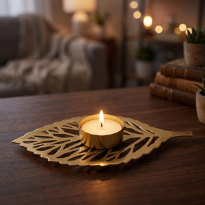 Handmade Gold Metal Leaf <b>Tea</b> Light Candle Holder Decorative Leaf Shaped Votive Candle <b>Stand</b> for Home Decor Table Centerpiece Fes - Product Image 5