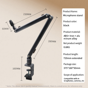 Support de Micro Professionnel Réglable pour Studio de Musique, Pinces pour Enregistrement Musical et Création de Contenu, Support de Microphone OEM/ODM - Product Image 5
