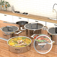 Ensemble de casseroles Oudro Classic en métal avec poignée creuse, design à angle droit et couvercle en verre, 10 pièces