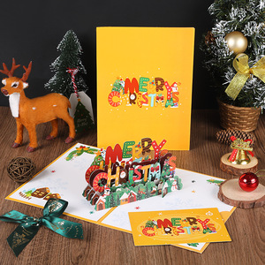 Tarjeta de Felicitación Navideña Personalizada al por Mayor, Tarjeta de Felicitación 3D con Diseño de Dibujos Animados, Nueva Tarjeta de Felicitación Navideña Pop-up 2026 con Sobre - Product Image 3
