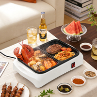 Grill électrique multifonctionnel avec surface de cuisson antiadhésive ouverte de 1500 W pour une utilisation en extérieur et en intérieur