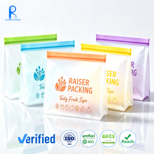 Custom Printed Reusable Food Storage <b>Bag</b> Dishwasher Safe BPA Free Leakproof Premium Lunch Containers PEVA <b>Resealable</b> <b>Freezer</b> <b>Bag</b> - Product Image 1