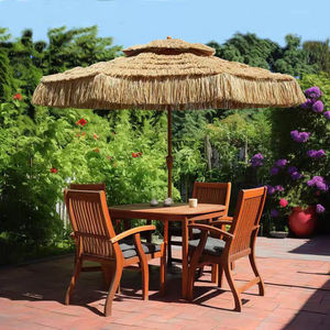 Grand <span class=keywords><strong>parasol</strong></span> hawaïen coupe-vent en bois coloré poteau en acier Tiki chaume plage extérieur balcon parapluie - Product Image 4