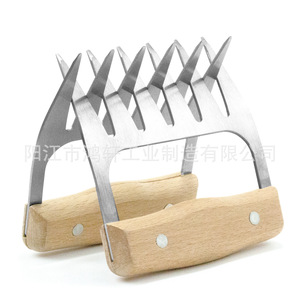 เครื่องตัดเนื้อกรงเล็บหมีสแตนเลสพร้อมด้ามไม้สำหรับบาร์บีคิวและหั่นเนื้อสเต็กอกไก่ - Product Image 2