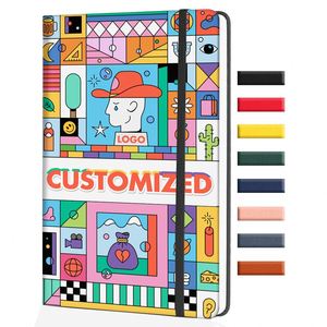 Full Print Personal PU Leather A5 Diary Journal Notebook Elastic Strap Notebook with Custom Logo Brand Note Book Hardcover - Product Image 1