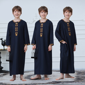Jellaba marocaine brodée de haute qualité pour enfants, Thobe musulman à manches longues et col rond, Robe formelle pour enfants pour usage quotidien - Product Image 1