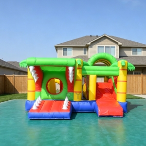 Château gonflable crocodile avec toboggan pour enfants, idéal pour l'extérieur - Product Image 1