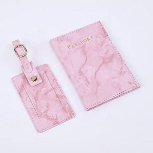 Étui de protection de passeport en cuir Pu avec Logo personnalisé, porte-passeport et étiquette à bagages - Product Image 1