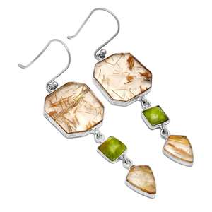 Best Quality Genuine Golden Rutile Peridot Gemstone <b>Dangle</b> <b>Earrings</b> Sterling Silver Gold Plated Handmade <b>Earring</b> <b>Fine</b> Jewelry - Product Image 4