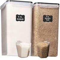 Conteneurs de stockage de nourriture en vrac extra-larges (9,5 L/321 oz) en 2 pièces, couvercles hermétiques anti-fuite, plastique sans BPA pour la farine, les céréales