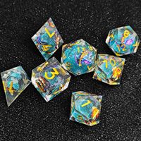 Dés à facettes de luxe faits à la main, bleu éthéré, à noyau liquide, à bords tranchants, pour jeux de rôle D&D