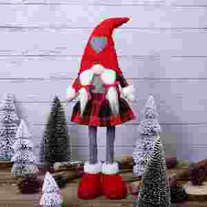 Petits gnomes de Noël faits à la main, style nordique, figurines en peluche sans visage, couple extensible |   Fenêtre de vacances scandinave - Product Image 4