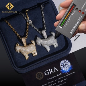 Entrepôt USA Bijoux Hip Hop Moissanite Pendentif Iced Out Collier en Argent Sterling 925 Diamant Moissanite VVS Pendentif Mouton - Product Image 5