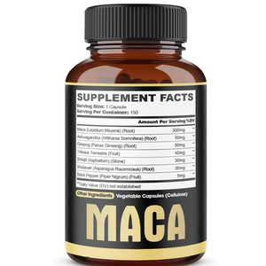 كبسولات جذر الماكا الممتازة 7 في 1 مع الأشواغاندا والجينسنغ والتريبولوس لدعم الطاقة الطبيعية وأداء الرجال وتحسين المزاج - 150 كبسولة - Product Image 2