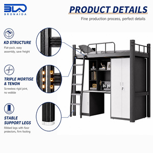 <span class=keywords><strong>Lit</strong></span> mezzanine robuste en acier avec <span class=keywords><strong>bureau</strong></span> et armoire pour dortoir d'étudiants, appartement scolaire, <span class=keywords><strong>bureau</strong></span> d'étude - Vente en gros usine - Product Image 2