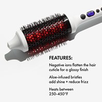 Brosse thermique électrique portable 2 en 1, 38 mm, à double chauffage PTC, brosse ronde en céramique ionique pour boucler les cheveux