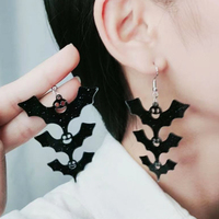 Boucles d'oreilles pendantes en acrylique en forme de chauve-souris pour Halloween, légères et amusantes, pour femmes