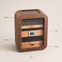Boîte à cigares en cèdre espagnol et noyer noir à 3 niveaux avec hygromètre numérique, fenêtres de visualisation, tiroirs, logo personnalisé
