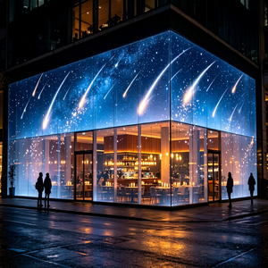 Pantalla LED Transparente 4K 120Hz IP65 Resistente al Agua para Uso en Tiendas Interiores, Color Azul Claro - Product Image 1