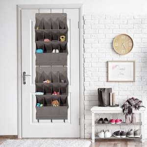 Over the Door <b>Shoe</b> Organizer Hanging <b>Shoe</b> Organizer Wall <b>Shoe</b> Organizer Grey 12-Pocket - Product Image 6