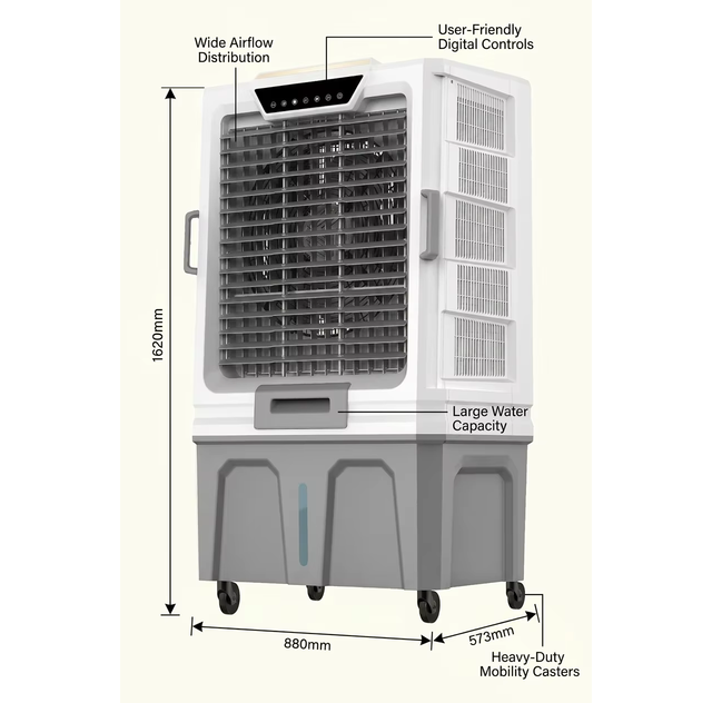 150L Water Tank Energy Saving Air Cooler 20000m³/h Air Flow LED Light Touch & Remote Control Evaporative Cooling Fan