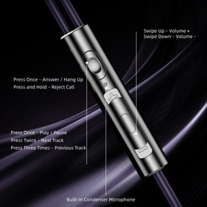 Écouteurs filaires intra-auriculaires numériques à décodage stéréo TPE+Métal, avec port plat Type-C, pour Huawei, Samsung, Xiaomi - Vente en gros usine - Product Image 2