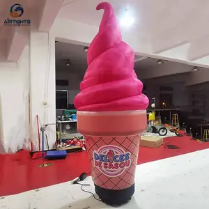 Advertising Pink Inflatable Ice Cream Model Commercial Ice Cream Cone Balloon