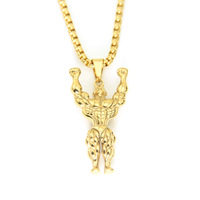 Colliers de sport en alliage, bijoux de gym personnalisés, série fitness, haltères, pendentif musculaire pour homme