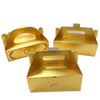 Emballage de luxe haut de gamme, effet de gaufrage à l'or, boîte à pâtisserie, boîte cadeau premium, emballage en carton doré pour pâtisserie avec poignée