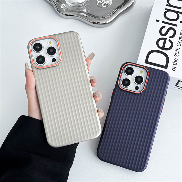 Fashion Trend Corrugated Anti-slip Metal Paint Anti-fingerprint PC Mobile Phone Case for iPhone 16 Pro Max Plus 15 14 13 12 11