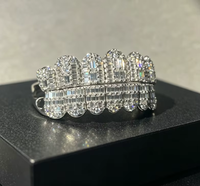 Honordiamond Grillz en Argent Sterling 925 Plaqué Or pour Hommes et Femmes, Ensemble Complet de Moissanite, Bijoux Dentaires Hip Hop Rapper Tendance