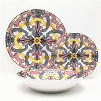 Vaisselle de table en céramique peinte à la main, ensemble de vaisselle de luxe, bleu avec bord doré, vaisselle de maison en porcelaine, 18 pièces
