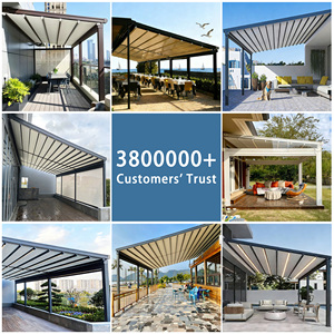 Pergola Commerciale Retrattile Estensibile dal Design Moderno con Tenda <span class=keywords><strong>a</strong></span> <span class=keywords><strong>Vela</strong></span> in Textilene, Nuova Tettoia <span class=keywords><strong>da</strong></span> Giardino per Esterni in Alluminio con Telecomando - Product Image 6