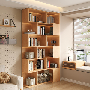 Estantería de esquina de madera maciza XHA color roble, estantería de almacenamiento de varias capas para la sala de estar del hogar - Product Image 2