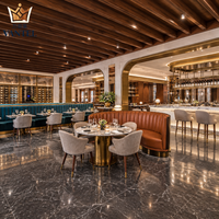 Ensemble de mobilier de luxe pour hôtel et restaurant avec banquette, chaises de salle à manger, tabourets de bar, comptoir de buffet et chariot de service