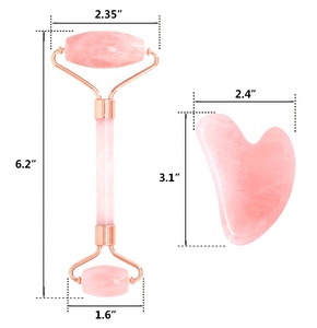 High Quality Natural Jade Face Massager Rose Quartz Roller Jade Roller <strong>Gua</strong> <strong>Sha</strong> <strong>Set</strong> - Product Image 4