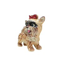 SHINNYGIFTS persan chien émail bibelot boîte peint à la main mignon charnière Animal Statue décoratif souvenir cadeaux de noël pour les enfants