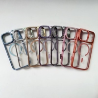 Coque de téléphone magnétique électroplaquée diamant pour iPhone 17 16 Pro Max avec cadre d'appareil photo repliable, étui mobile pour iPhone 17 Plus