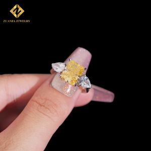 Bague pour femme en argent sterling 925 avec diamant VVS jaune doré de grande taille 8*10 mm de haute qualité - Product Image 6