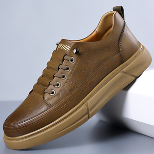 Zapatillas Deportivas Casuales de Cuero para Hombre, Tacón Plano, Suela de Goma, Transpirables, Estilo Deportivo, Otoño 2025 - Product Image 1