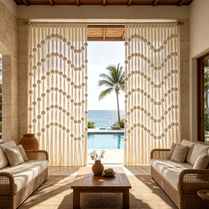 <span class=keywords><strong>Tenda</strong></span> Divisoria Boho in Tessuto con Grandi Nappe Annodate a Mano, <span class=keywords><strong>Macramè</strong></span> per Decorazione di Hotel, Ristoranti, Ville e Patii - Product Image 6