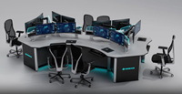 Console de contrôle moderne de bureau multi-personnes avec éclairage LED intégré intelligent de haute qualité Kesino