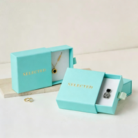 Caja de Regalo de Papel Negro para Joyería, Pendientes, Collares y Colgantes, con Logotipo Personalizado, Caja de Joyería de Lujo con Cajón, Empaque para Joyería