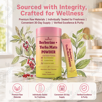 OEM ODM Vente en gros Berberine Plus Yerba Mate en poudre en stick, soutien intestinal unique, stimulant d'énergie, complément alimentaire naturel pour adultes